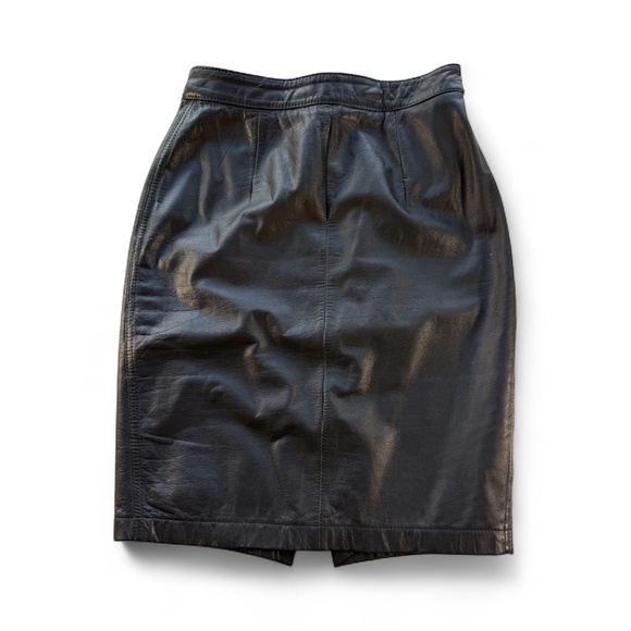 Berman'S Dresses & Skirts - Vintage Bermans Leather Pencil Skirt Black Size 8